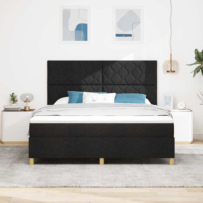 Pat cu arc LED cu headboard Negru 180 x 200 cm țesătură