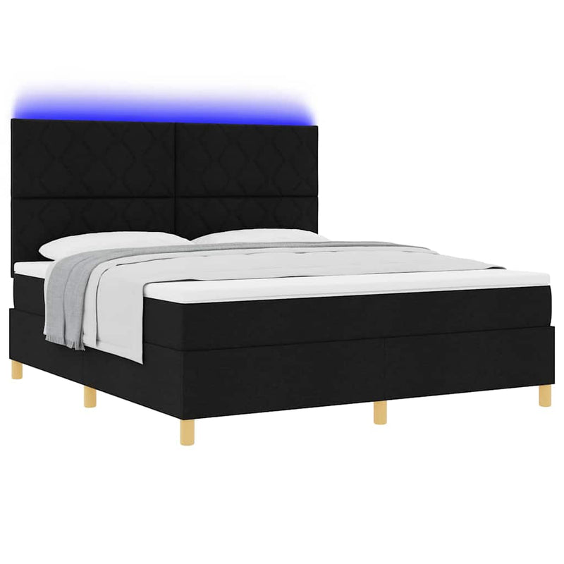 Pat cu arc LED cu headboard Negru 180 x 200 cm țesătură