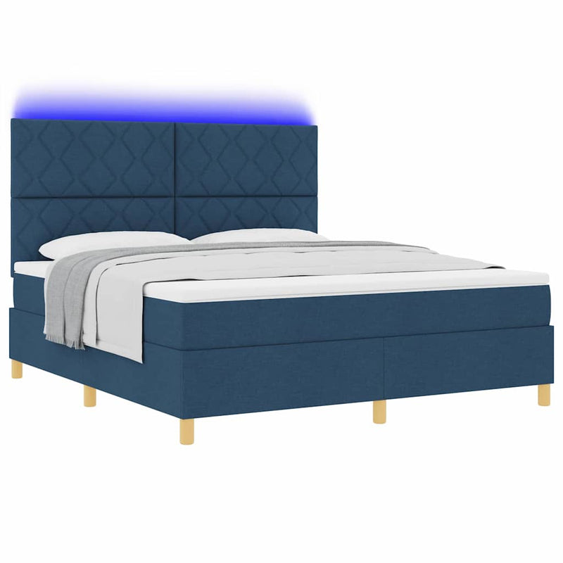 Pat cu arc LED cu headboard albastru 180 x 200 cm țesătură