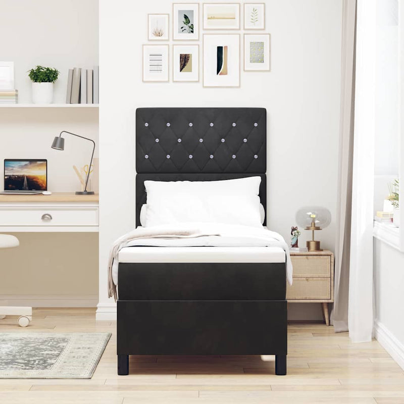 Pat cu arc LED cu saltea cu headboard Negru 80 x 200 cm Catifea