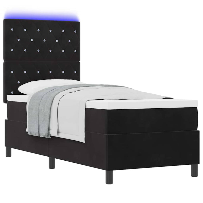 Pat cu arc LED cu saltea cu headboard Negru 80 x 200 cm Catifea