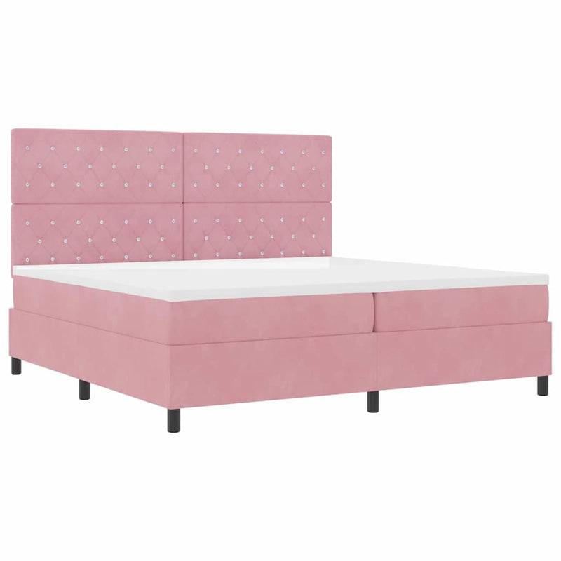 Pat cu arc LED cu saltea cu headboard Roz 200 x 200 cm Catifea