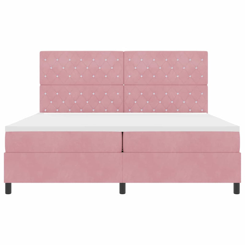 Pat cu arc LED cu saltea cu headboard Roz 200 x 200 cm Catifea
