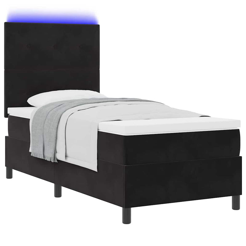 Pat cu arc LED cu headboard Negru 80 x 200 cm Catifea