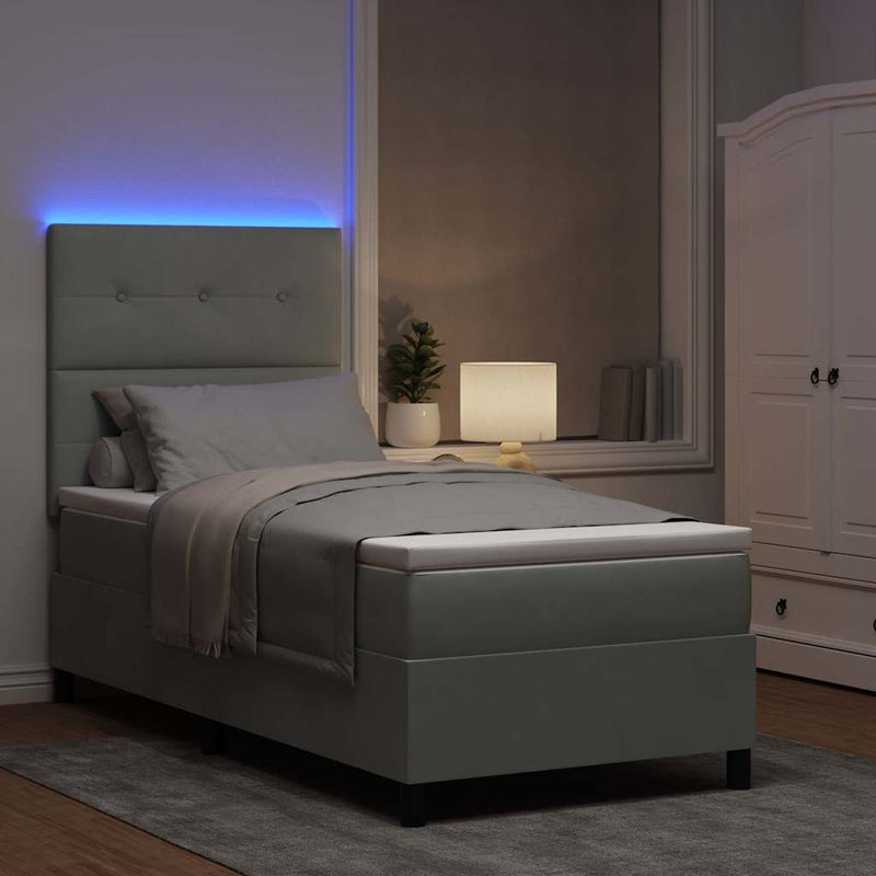 Pat cu arc LED cu headboard Gri deschis 100 x 200 cm Catifea