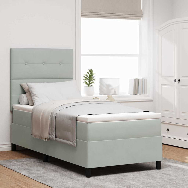 Pat cu arc LED cu headboard Gri deschis 100 x 200 cm Catifea