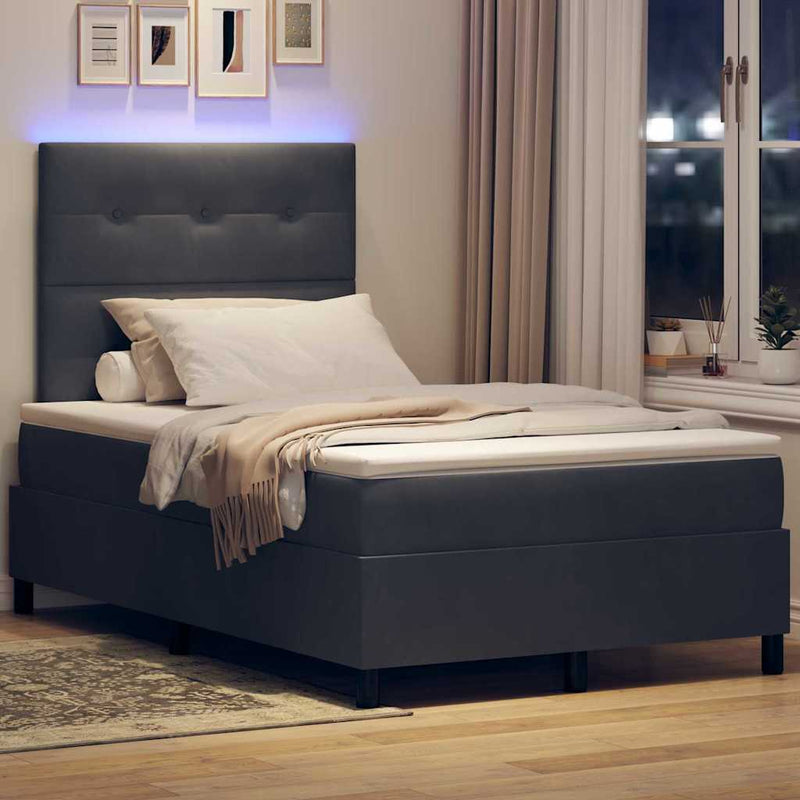 Pat cu arc LED cu headboard Gri închis 120 x 190 cm Catifea