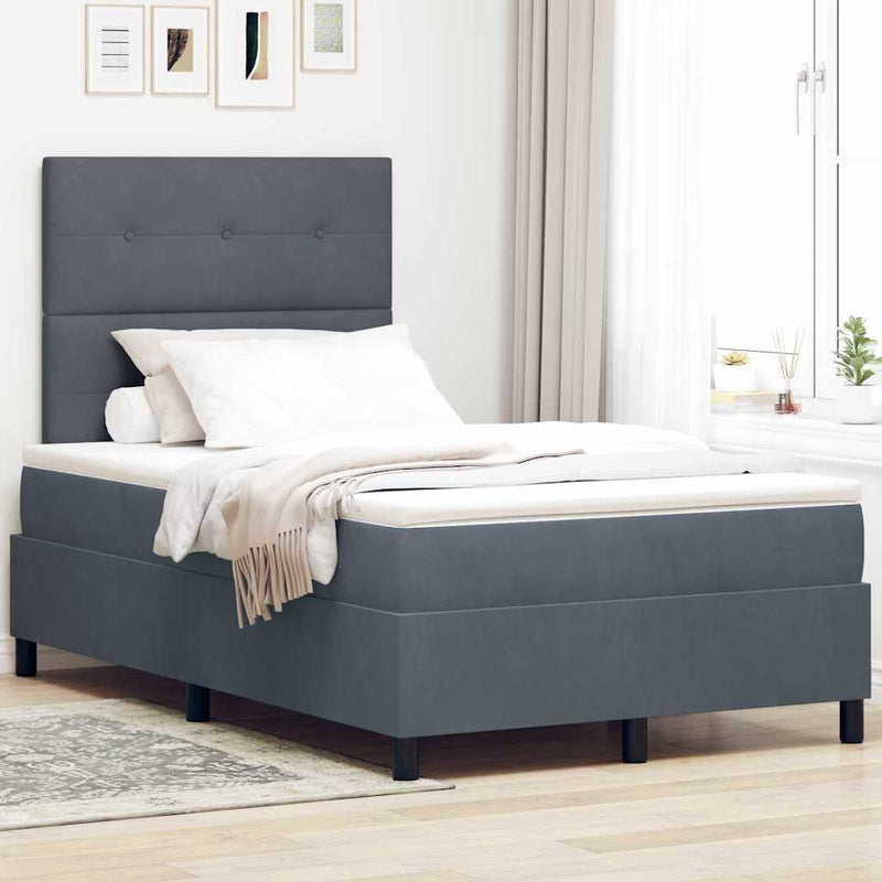 Pat cu arc LED cu headboard Gri închis 120 x 190 cm Catifea