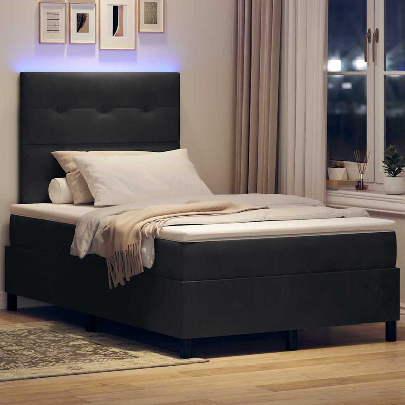 Pat cu arc LED cu headboard Negru 120 x 190 cm Catifea