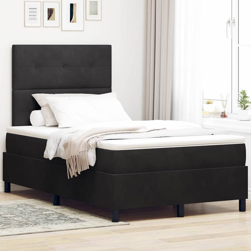 Pat cu arc LED cu headboard Negru 120 x 190 cm Catifea