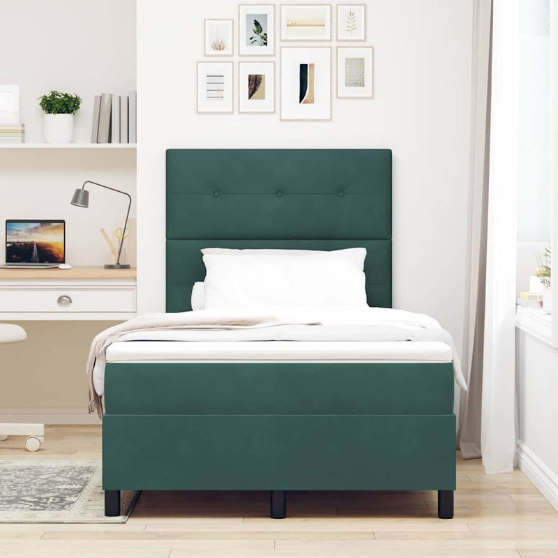 Pat cu arc LED cu headboard Verde închis 120 x 190 cm Catifea