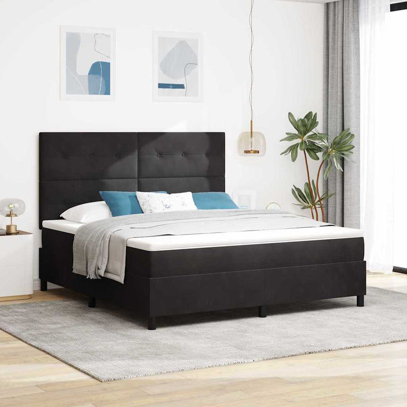 Pat cu arc LED cu headboard Negru 180 x 200 cm Catifea