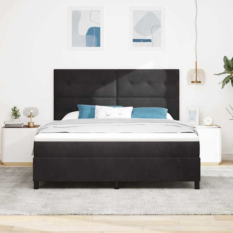 Pat cu arc LED cu headboard Negru 180 x 200 cm Catifea