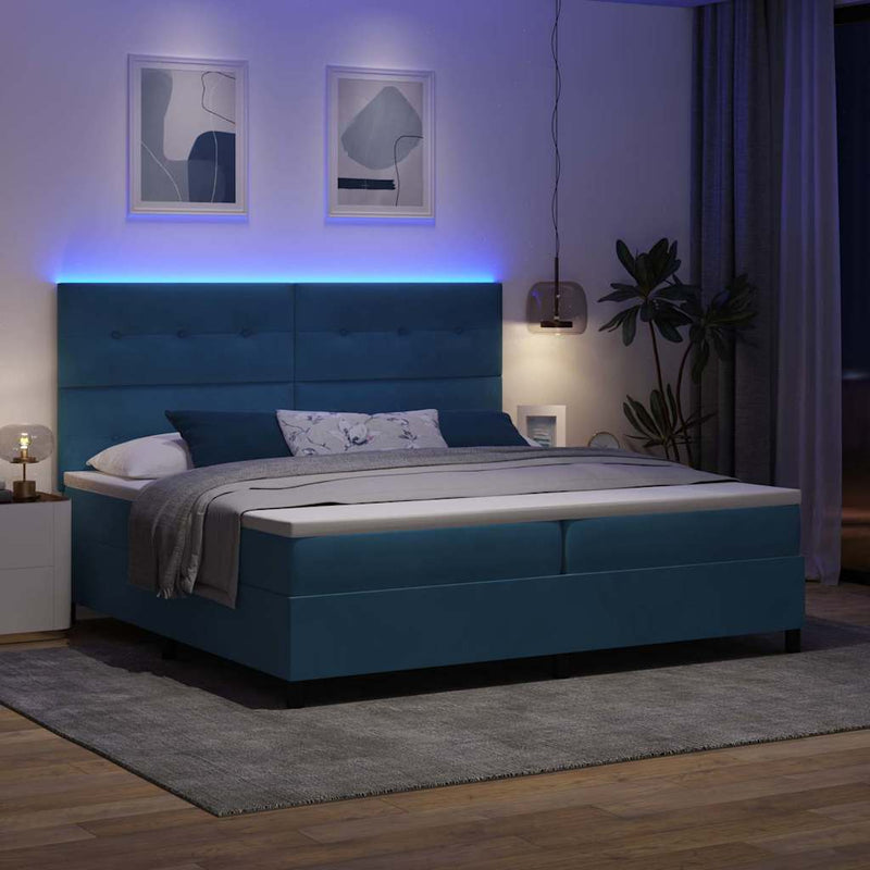 Pat cu arc LED Albastru închis 200 x 200 cm Catifea