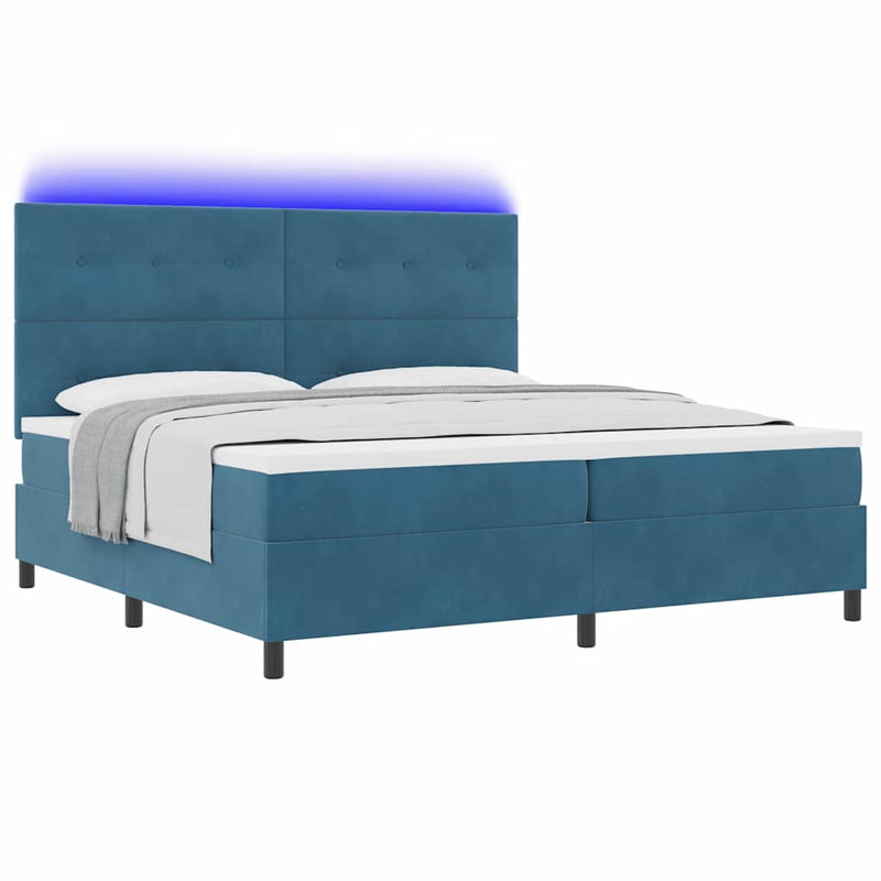 Pat cu arc LED Albastru închis 200 x 200 cm Catifea