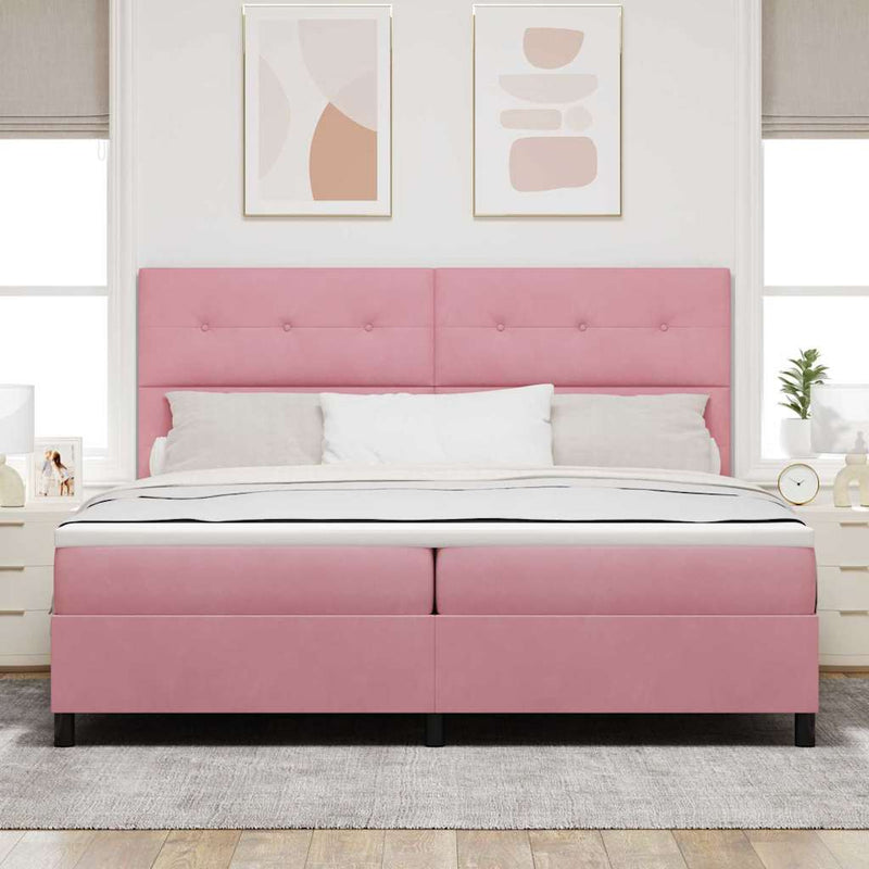 Pat cu arc LED cu headboard Roz 200 x 200 cm Catifea