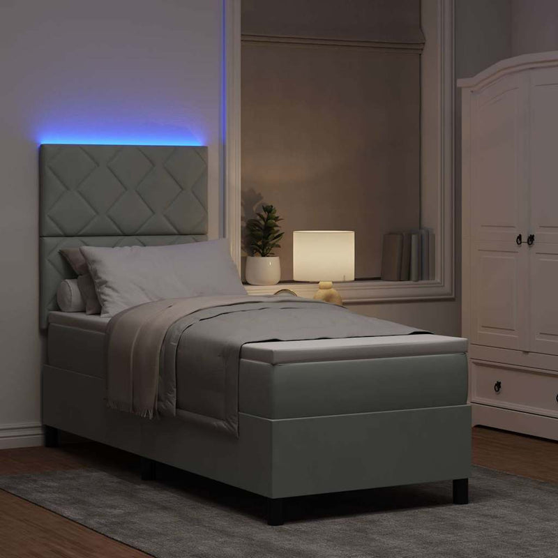 Pat cu arc LED cu headboard Gri deschis 80 x 200 cm Catifea