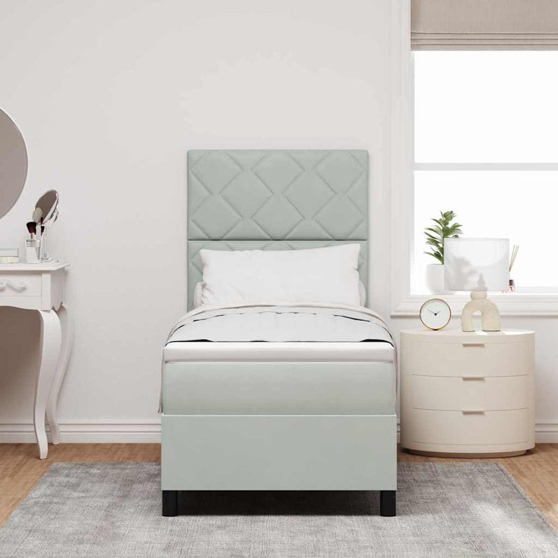 Pat cu arc LED cu headboard Gri deschis 80 x 200 cm Catifea
