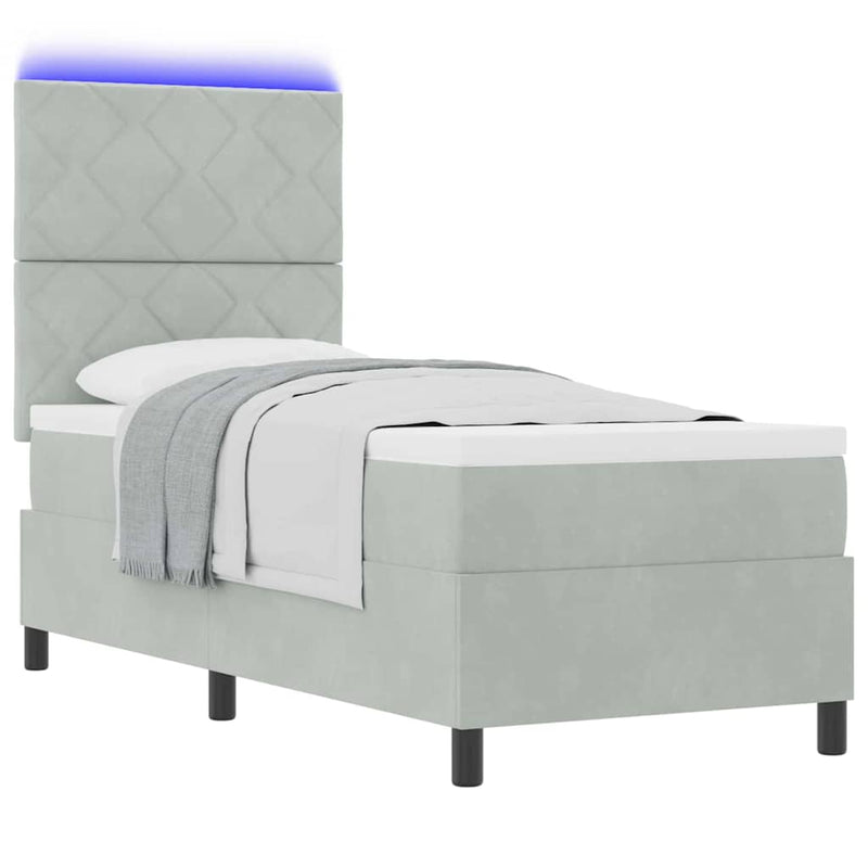 Pat cu arc LED cu headboard Gri deschis 80 x 200 cm Catifea