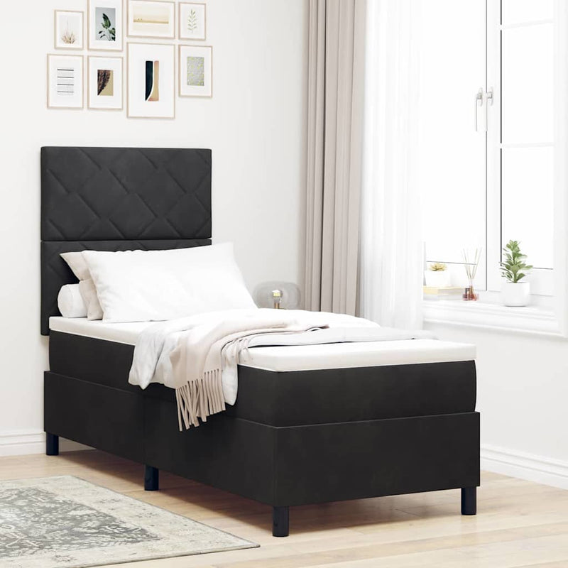 Pat cu arc LED cu headboard Negru 80 x 200 cm Catifea