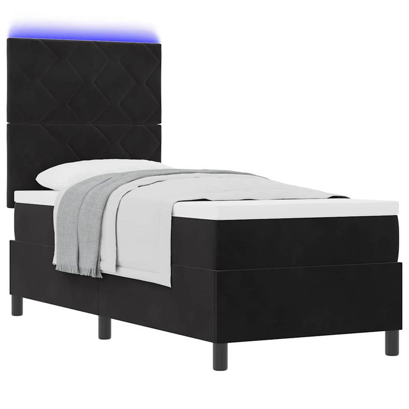 Pat cu arc LED cu headboard Negru 80 x 200 cm Catifea