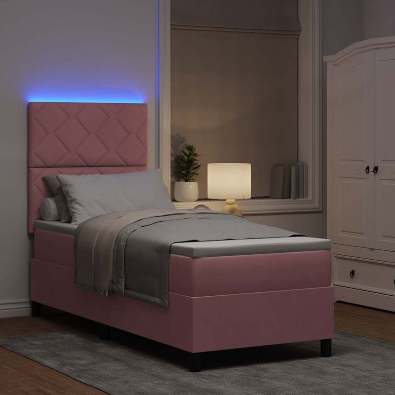 Pat cu arc LED cu headboard Roz 80 x 200 cm Catifea