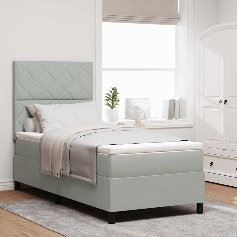 Pat cu arc LED cu headboard Gri deschis 100 x 200 cm Catifea