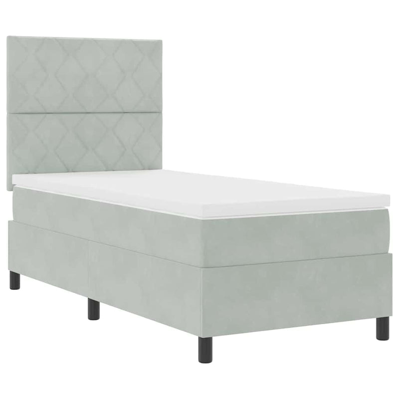 Pat cu arc LED cu headboard Gri deschis 100 x 200 cm Catifea