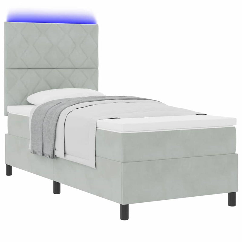 Pat cu arc LED cu headboard Gri deschis 100 x 200 cm Catifea