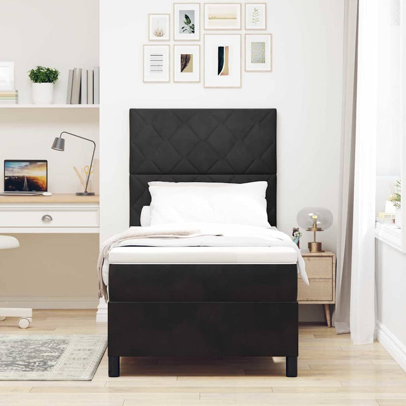 Pat cu arc LED cu headboard Negru 100 x 200 cm Catifea