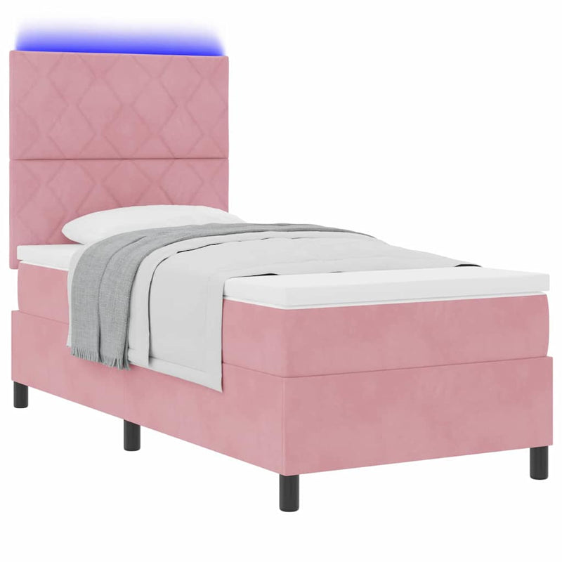 Pat cu arc LED cu headboard Roz 100 x 200 cm Catifea