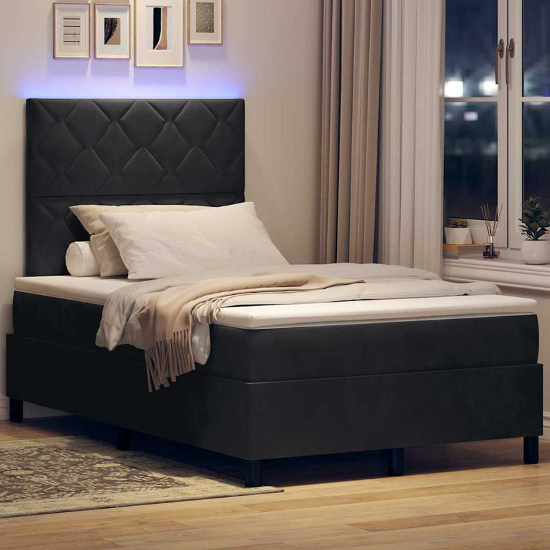 Pat cu arc LED cu headboard Negru 120 x 190 cm Catifea