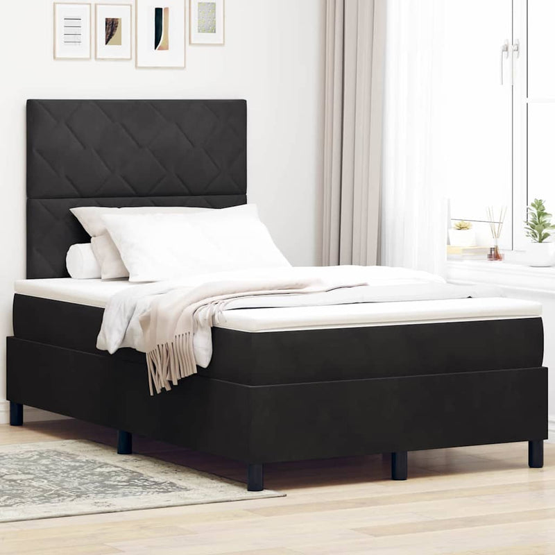 Pat cu arc LED cu headboard Negru 120 x 190 cm Catifea