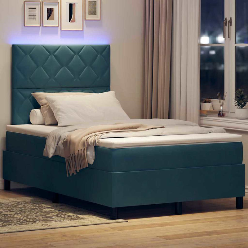 Pat cu arc LED Albastru închis 120 x 190 cm Catifea
