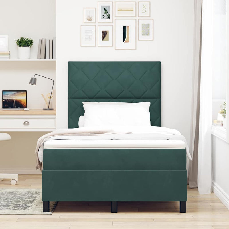 Pat cu arc LED cu headboard Verde închis 120 x 200 cm Catifea