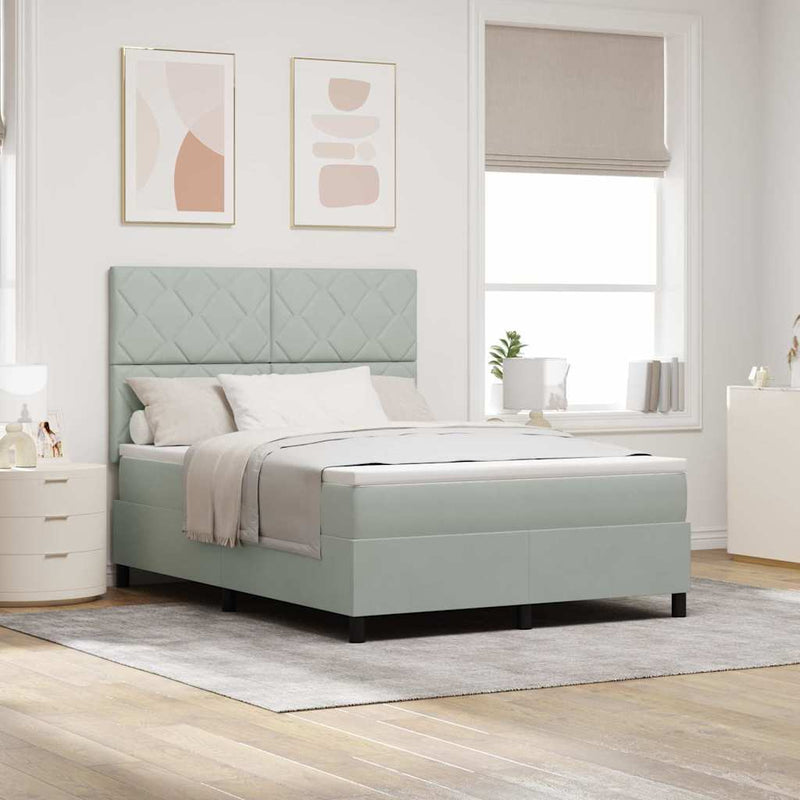 Pat cu arc LED cu headboard Gri deschis 140 x 190 cm Catifea