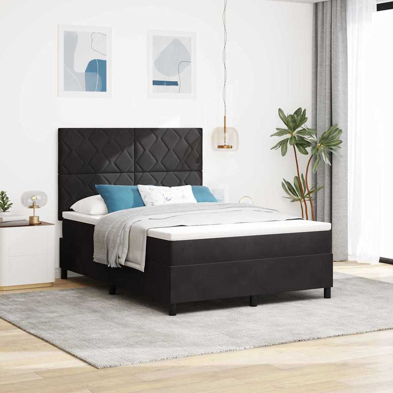 Pat cu arc LED cu headboard Negru 140 x 200 cm Catifea