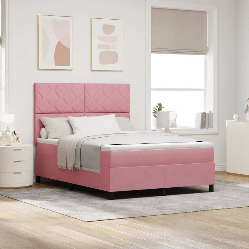 Pat cu arc LED cu headboard Roz 140 x 200 cm Catifea