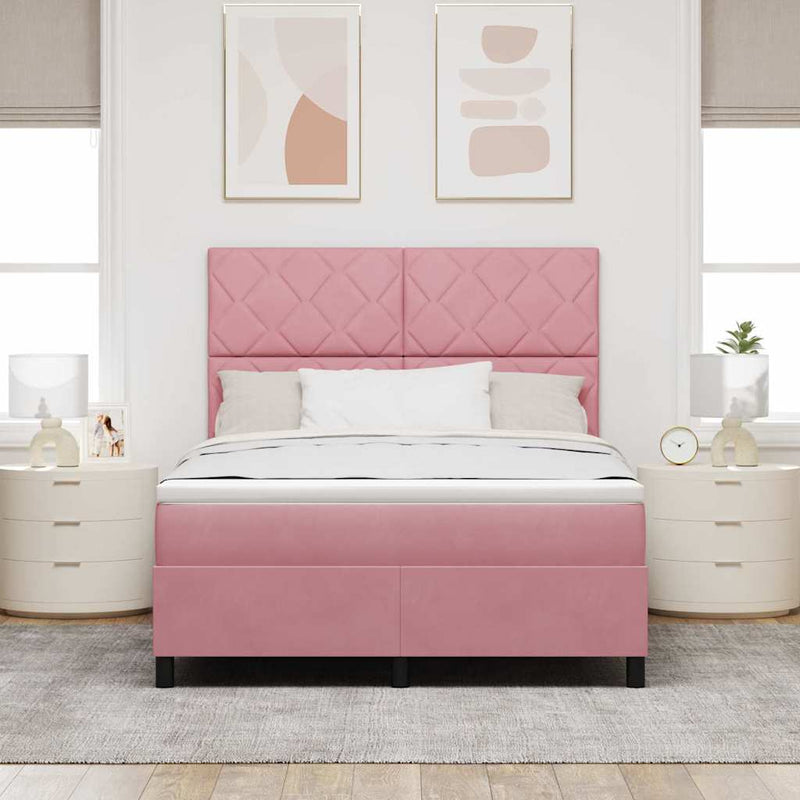 Pat cu arc LED cu headboard Roz 140 x 200 cm Catifea
