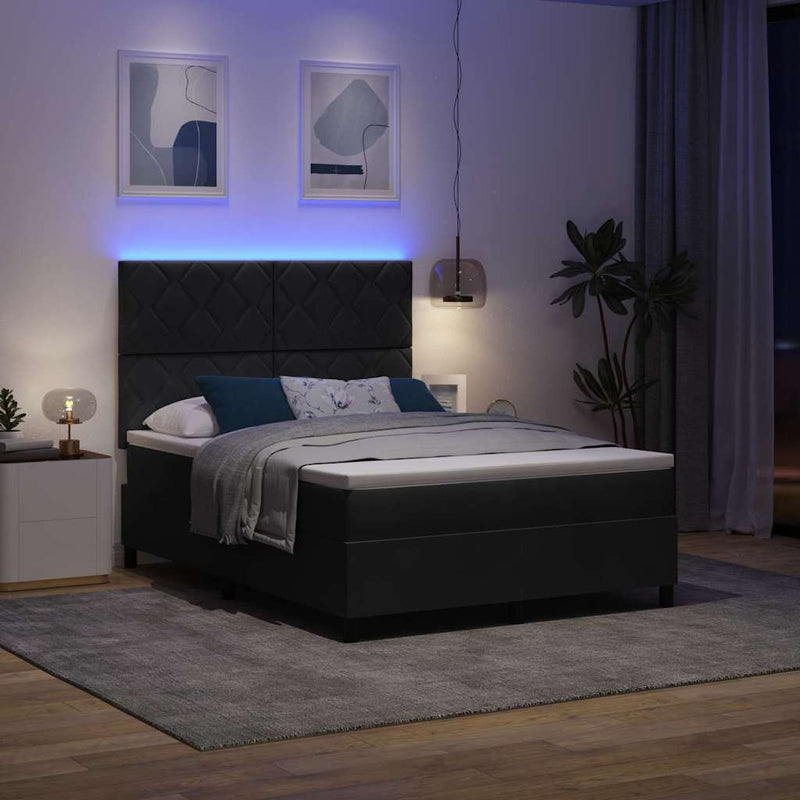 Pat cu arc LED cu headboard Negru 160 x 200 cm Catifea