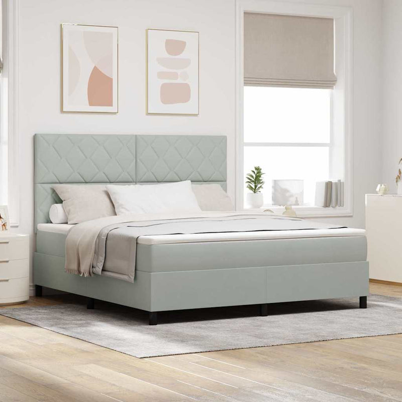 Pat cu arc LED cu headboard Gri deschis 180 x 200 cm Catifea