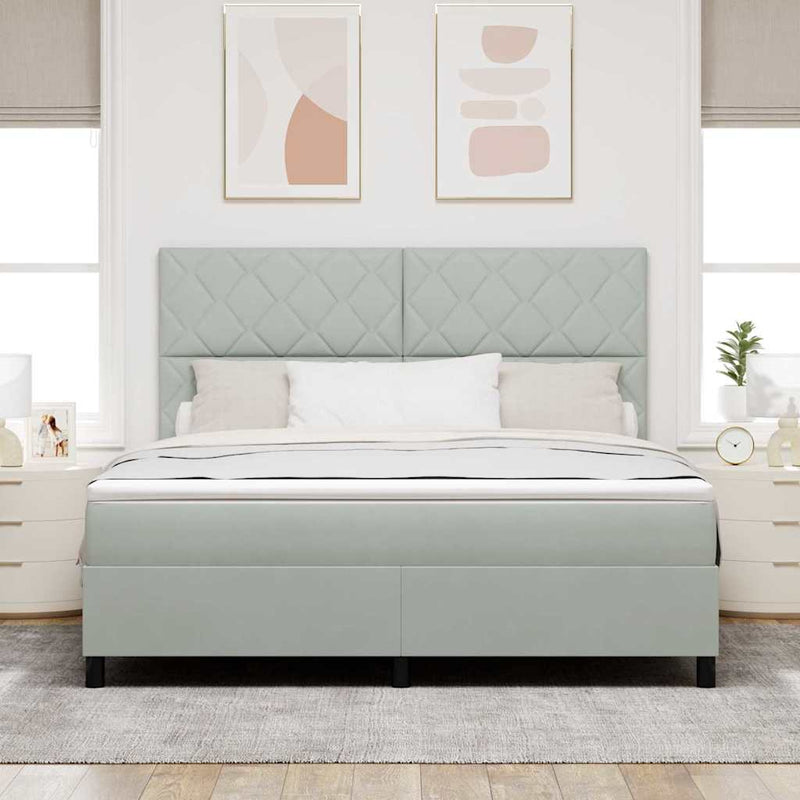 Pat cu arc LED cu headboard Gri deschis 180 x 200 cm Catifea