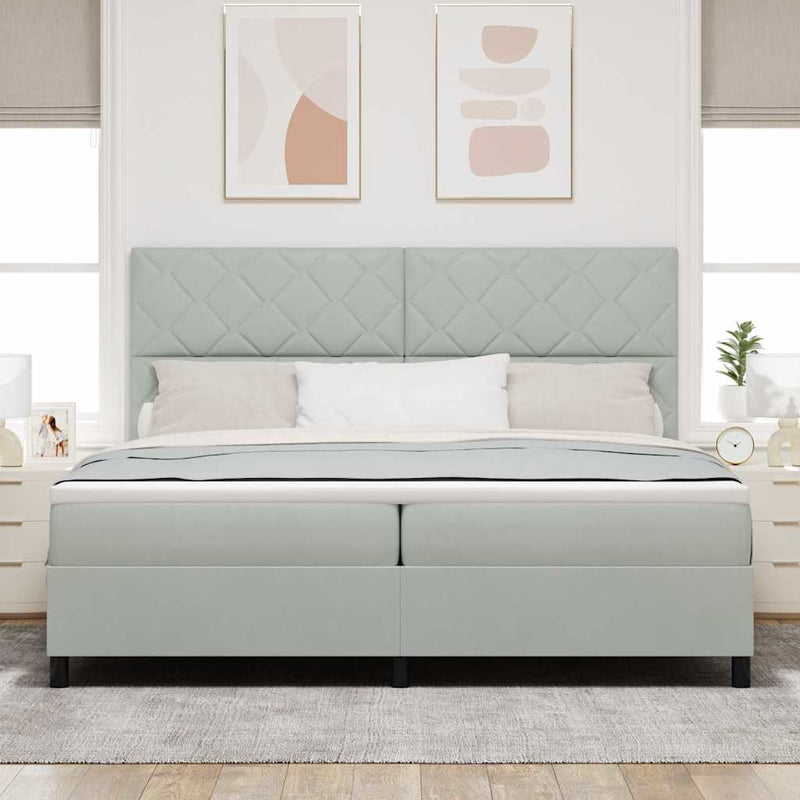 Pat cu arc LED cu headboard Gri deschis 200 x 200 cm Catifea