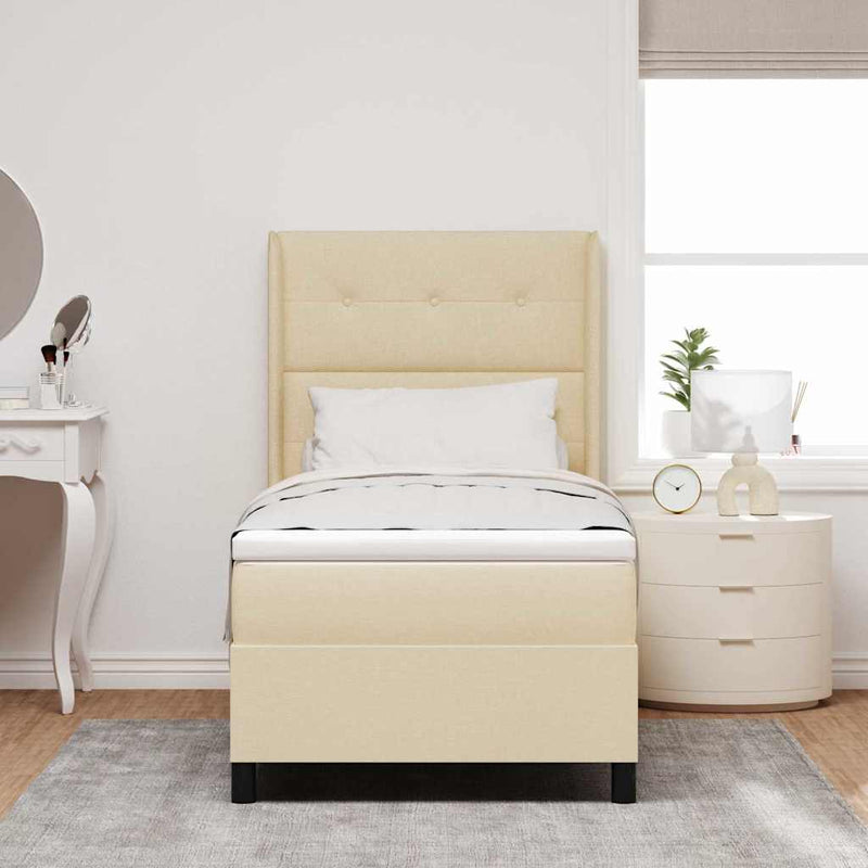 Pat cu arc LED cu headboard Crem 80 x 200 cm țesătură