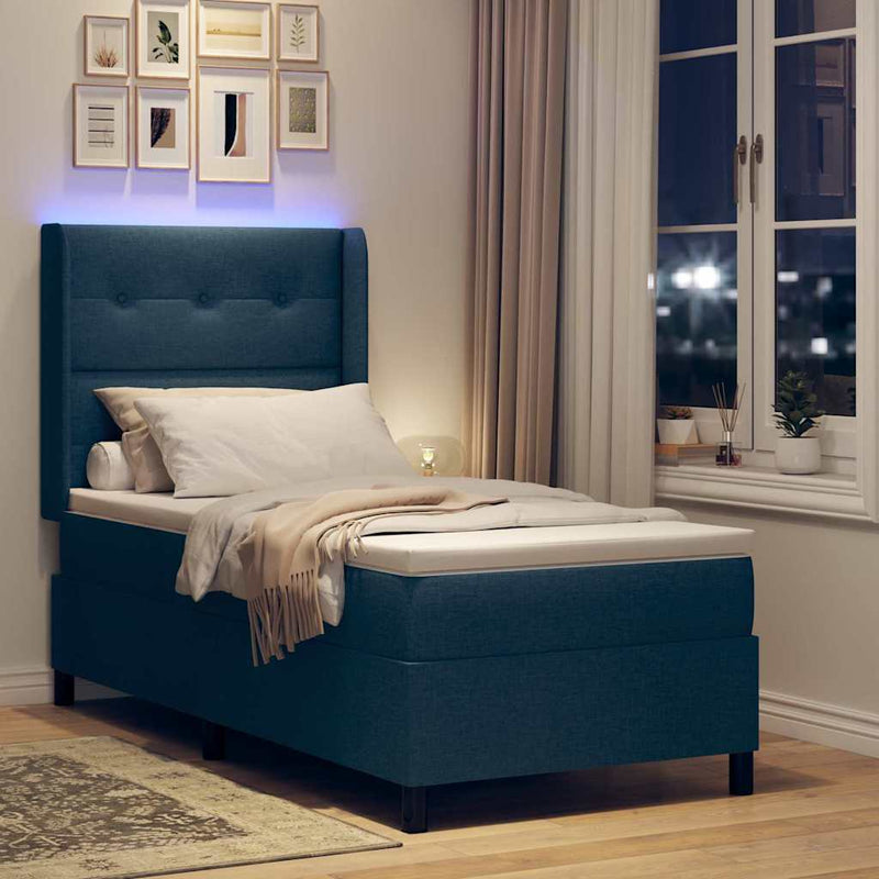Pat cu arc LED cu headboard albastru 80 x 200 cm țesătură