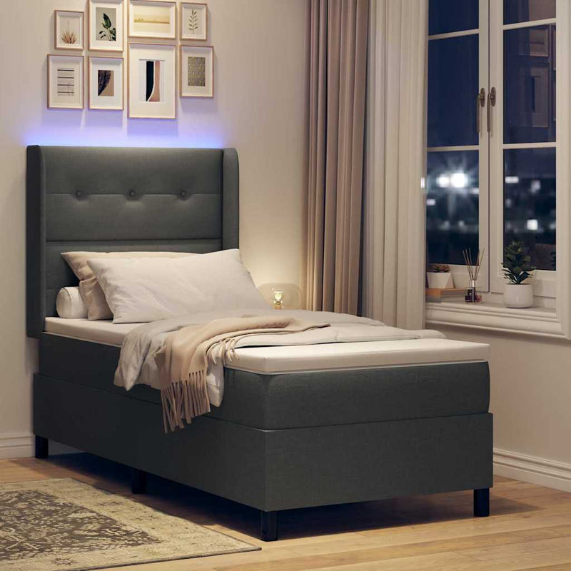 Pat cu arc LED cu headboard Gri deschis 100 x 200 cm țesătură