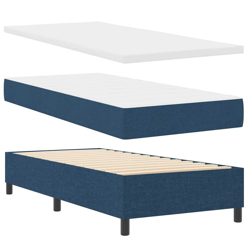 Pat cu arc LED cu headboard albastru 100 x 200 cm țesătură