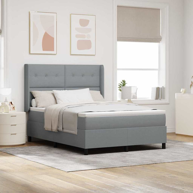 Pat cu arc LED cu headboard Gri deschis 140 x 190 cm țesătură
