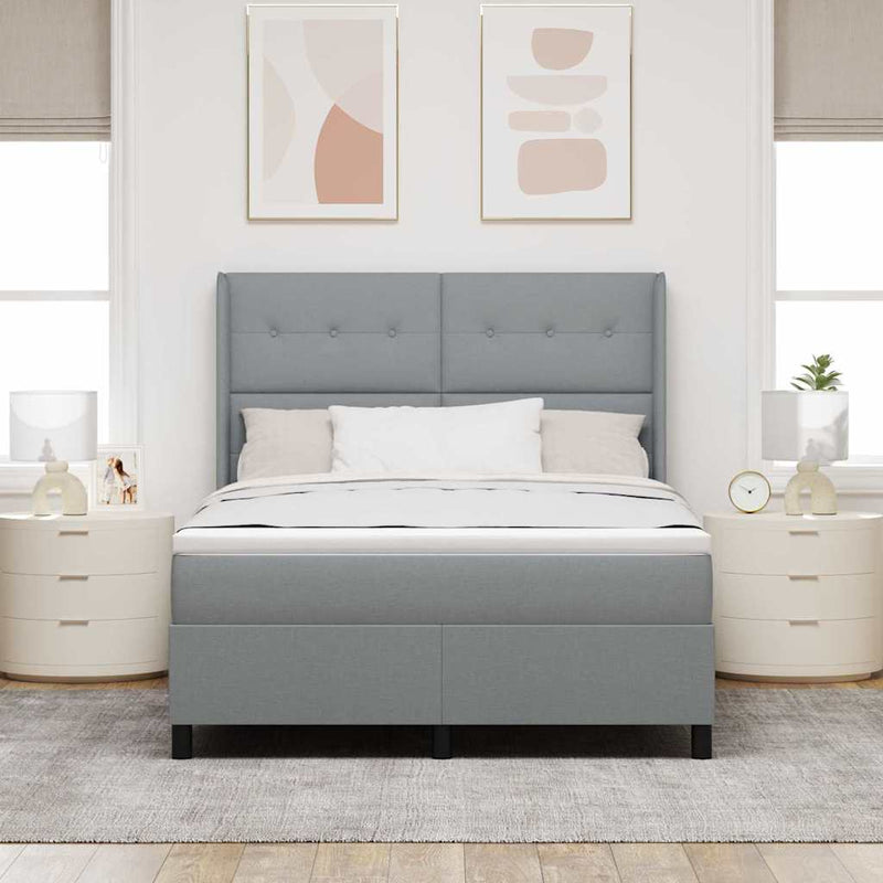 Pat cu arc LED cu headboard Gri deschis 140 x 190 cm țesătură