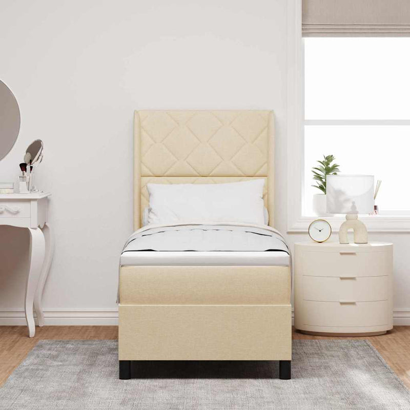 Pat cu arc LED cu headboard Crem 80 x 200 cm țesătură